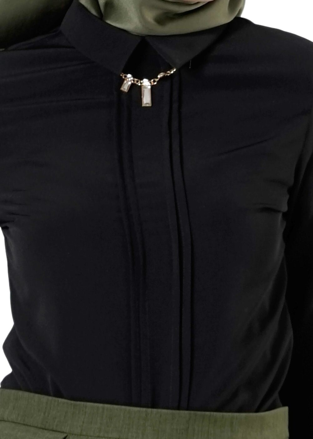 Vêtements hijab NOIR CHEMISIER EN MOUSSELINE 8668 