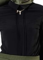 Vêtements hijab NOIR CHEMISIER EN MOUSSELINE 8668 