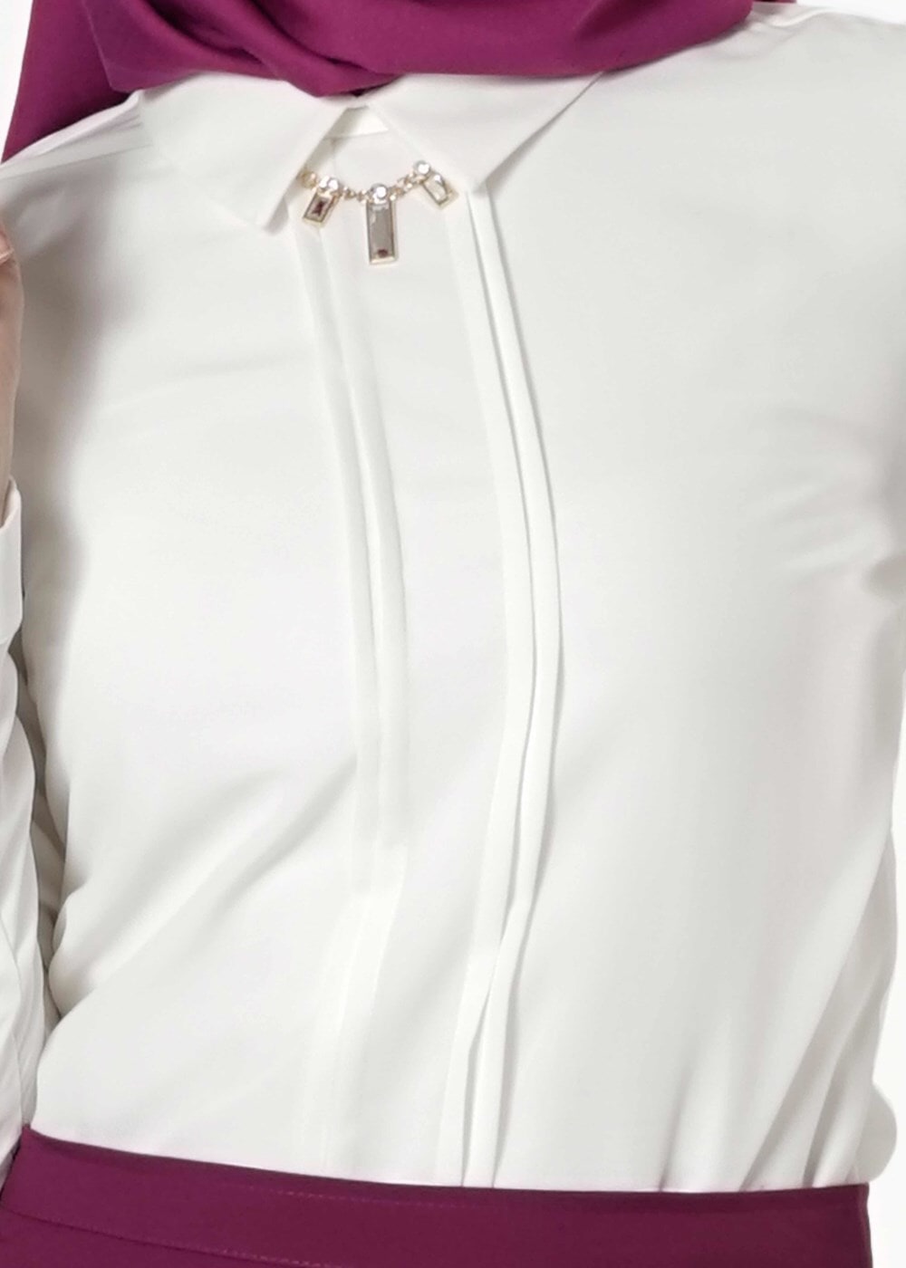 Vêtements hijab ÉCRU CHEMISIER EN MOUSSELINE 8668 