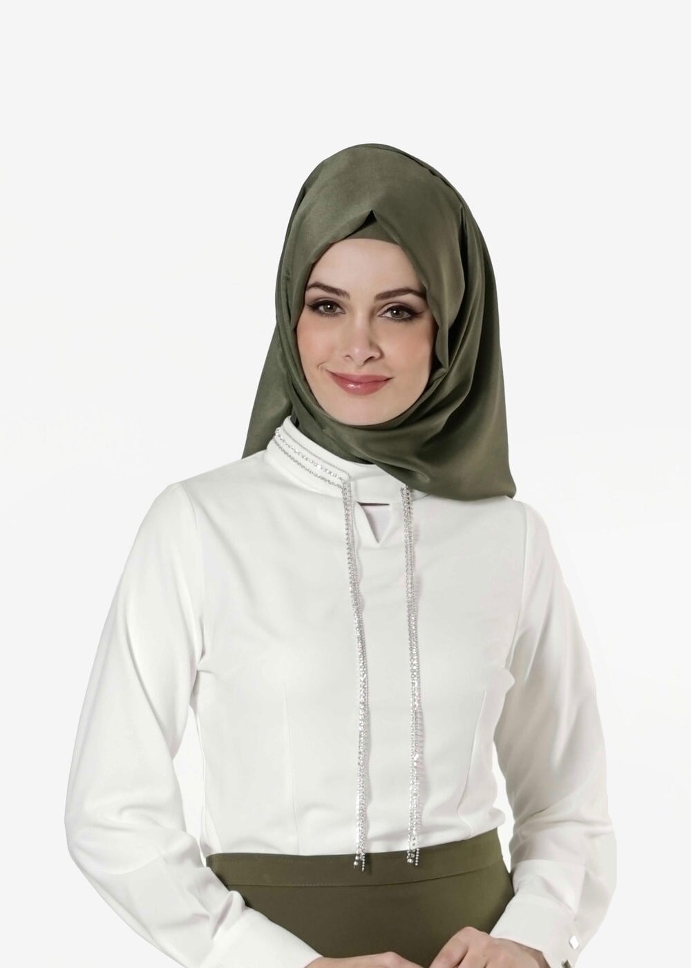 Vêtements hijab ÉCRU TUNIQUE À EMBELLIE 8671 