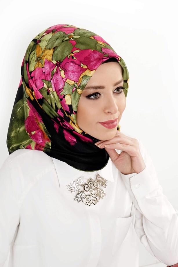Vêtements hijab VERT T 27630 Piramit Rayon Eşarp - TRENDTESETTÜR