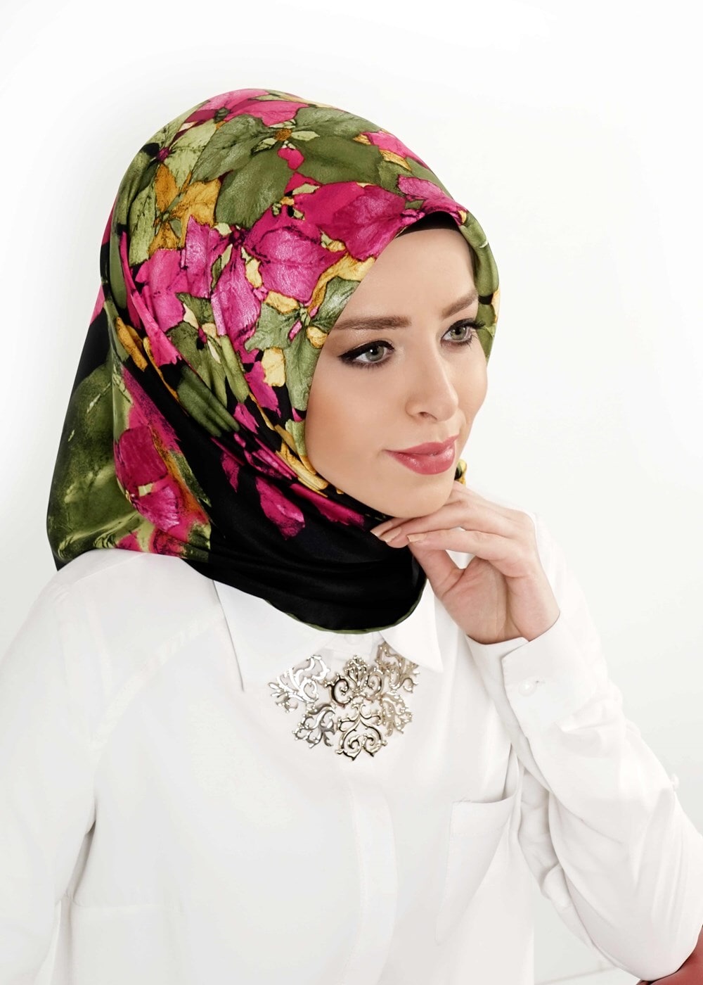 Vêtements hijab VERT T 27630 Piramit Rayon Eşarp