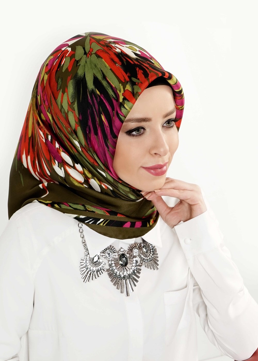 Vêtements hijab KAKI T 27632 Piramit Rayon Eşarp