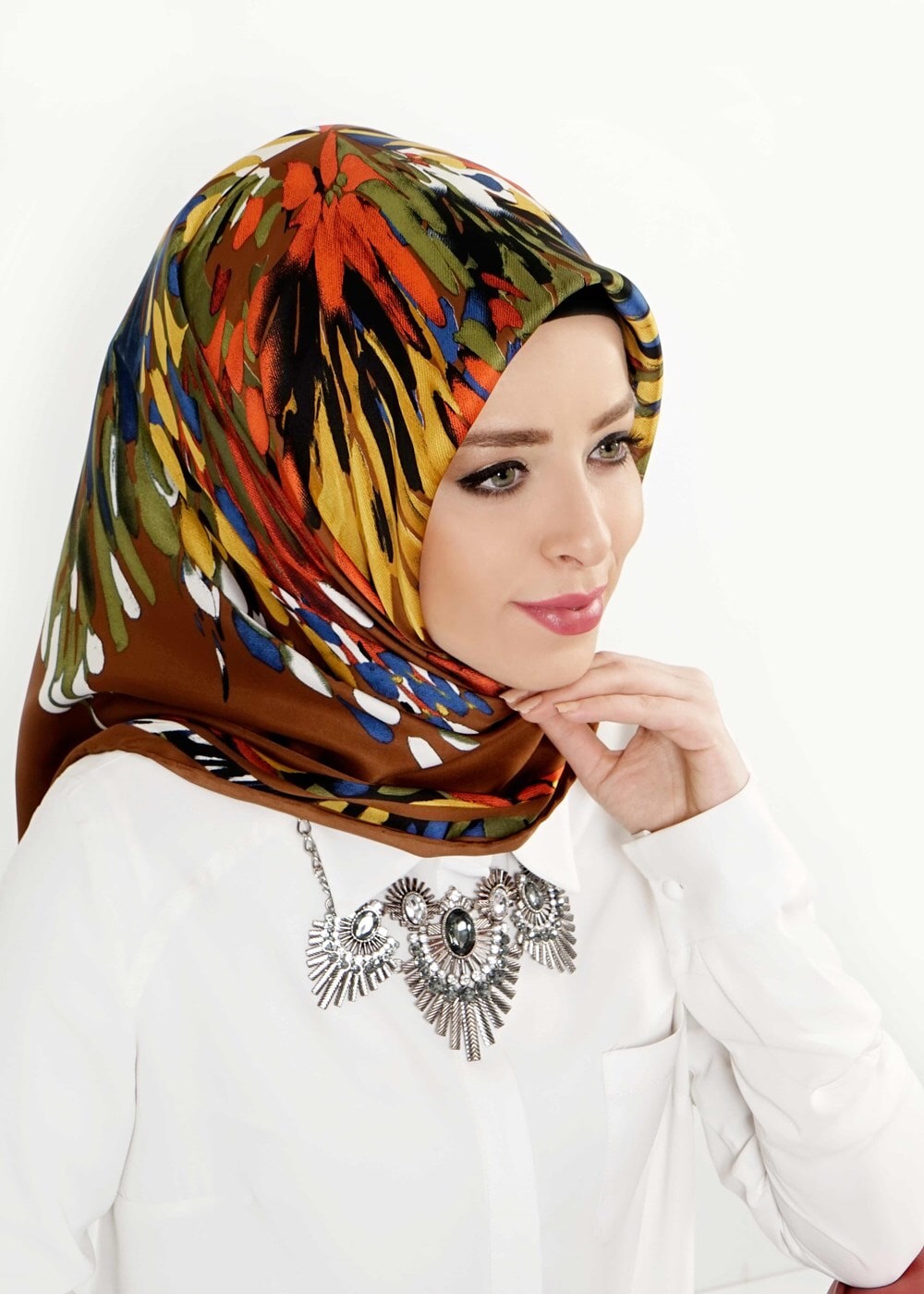Vêtements hijab BRUN T 27632 Piramit Rayon Eşarp
