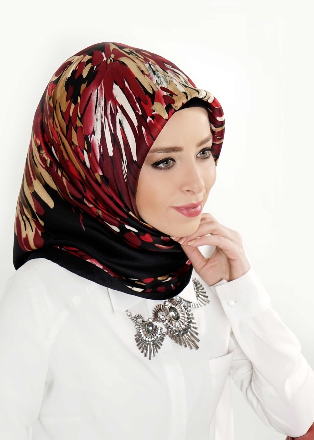 Hijab clothing BLACK T 27632 Piramit Rayon Eşarp