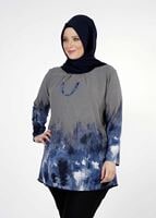 Hijab clothing NAVY BLUE PRINTED BLOUSE 5322 