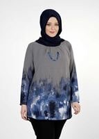 Vêtements hijab BLEU MARINE CHEMISIER À IMPRIMÉ 5322 