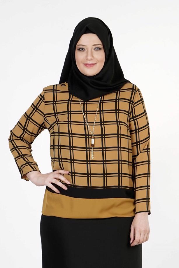 Vêtements hijab ORANGE CHEMISIER À CARREAUX 5341  - TRENDTESETTÜR