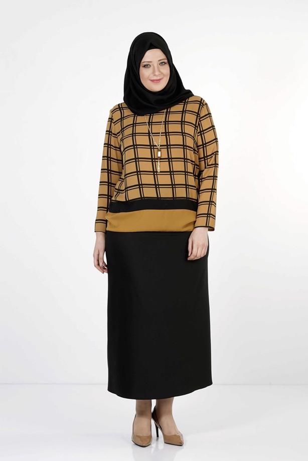 Vêtements hijab ORANGE CHEMISIER À CARREAUX 5341  - TRENDTESETTÜR