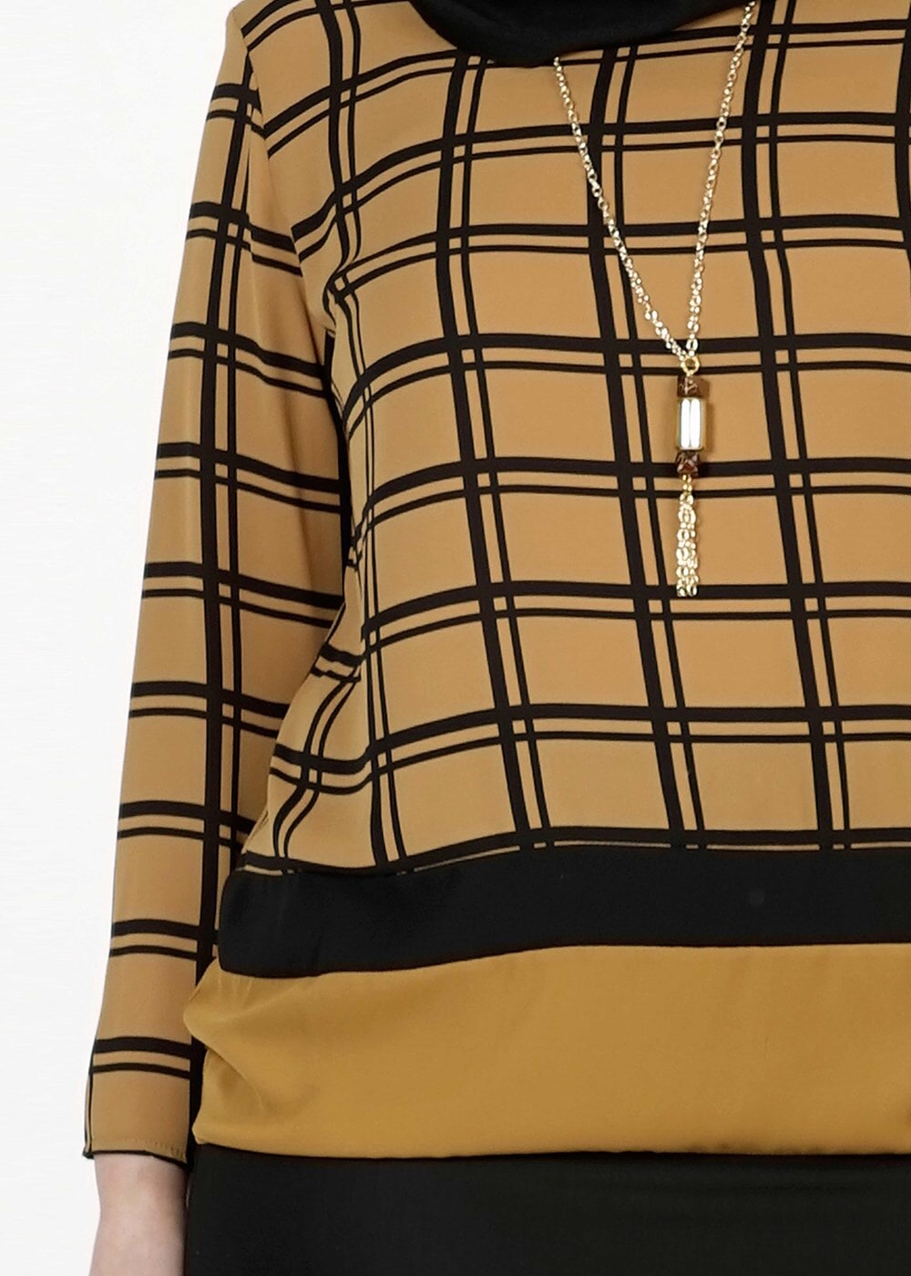 Vêtements hijab ORANGE CHEMISIER À CARREAUX 5341 