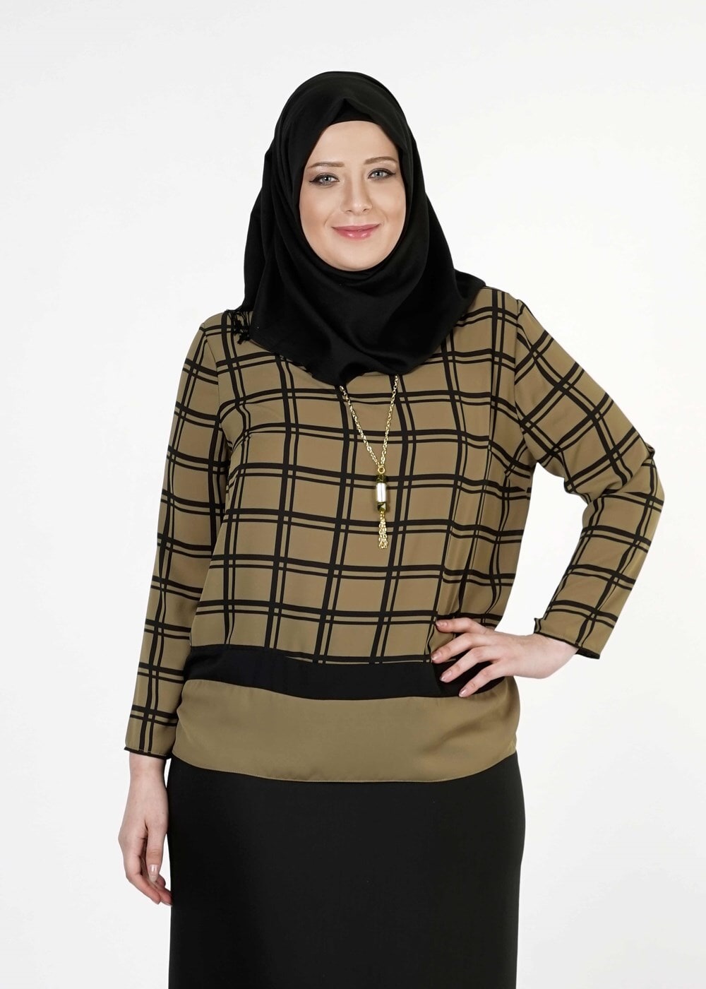 Tesettür giyim HAKİ 5341 BLUZ