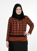 Vêtements hijab BRUN CHEMISIER À CARREAUX 5341 
