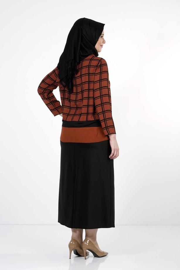 Vêtements hijab BRUN CHEMISIER À CARREAUX 5341  - TRENDTESETTÜR