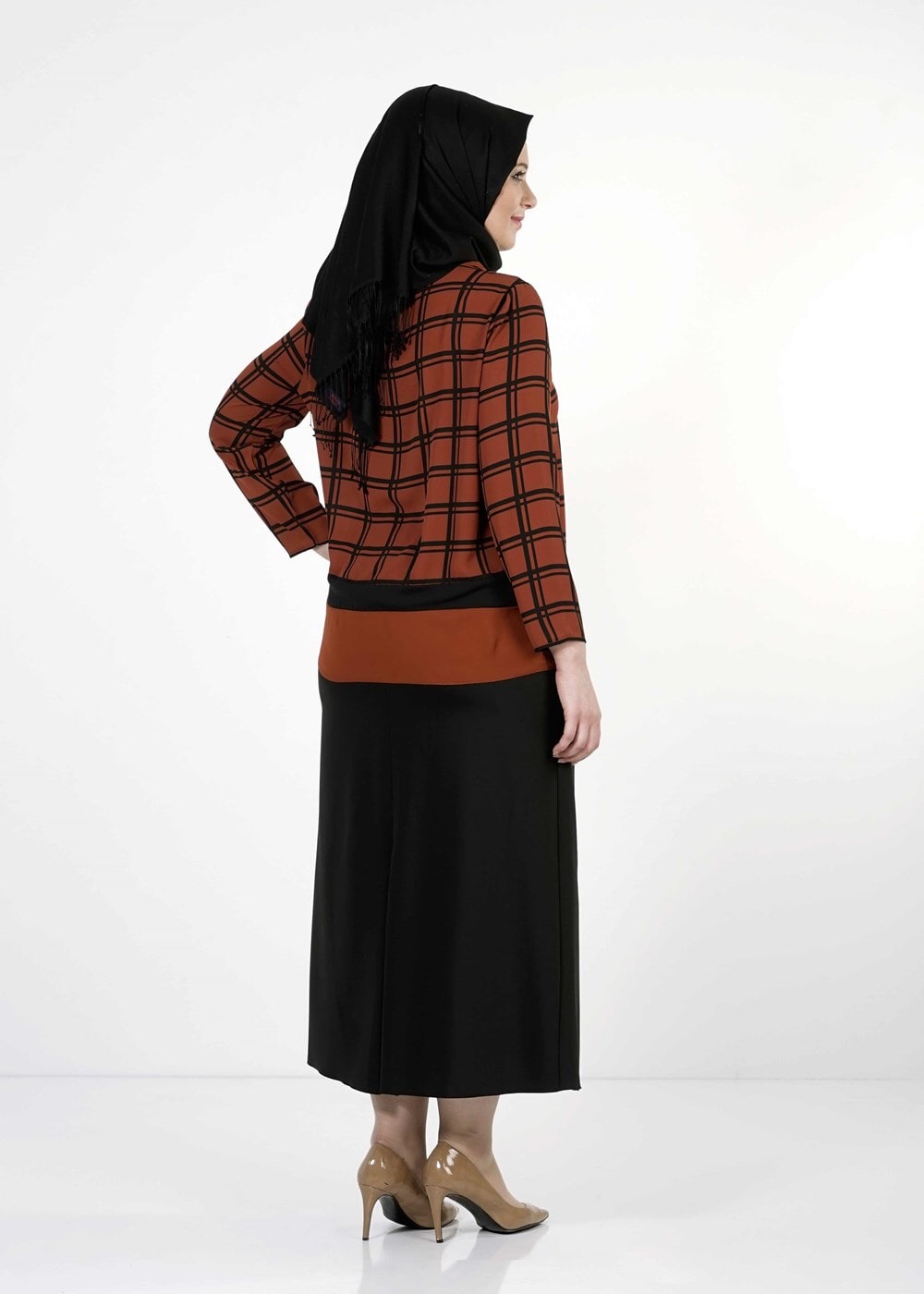 Vêtements hijab BRUN CHEMISIER À CARREAUX 5341 