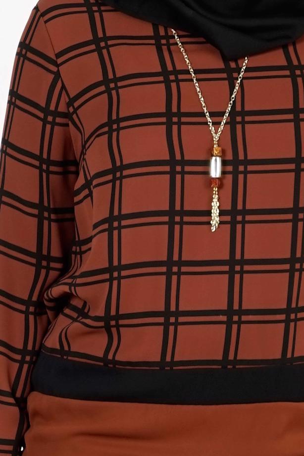 Vêtements hijab BRUN CHEMISIER À CARREAUX 5341  - TRENDTESETTÜR
