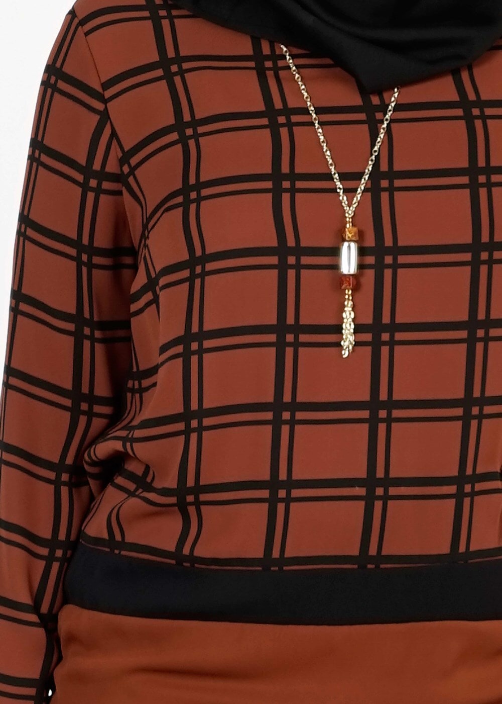 Vêtements hijab BRUN CHEMISIER À CARREAUX 5341 