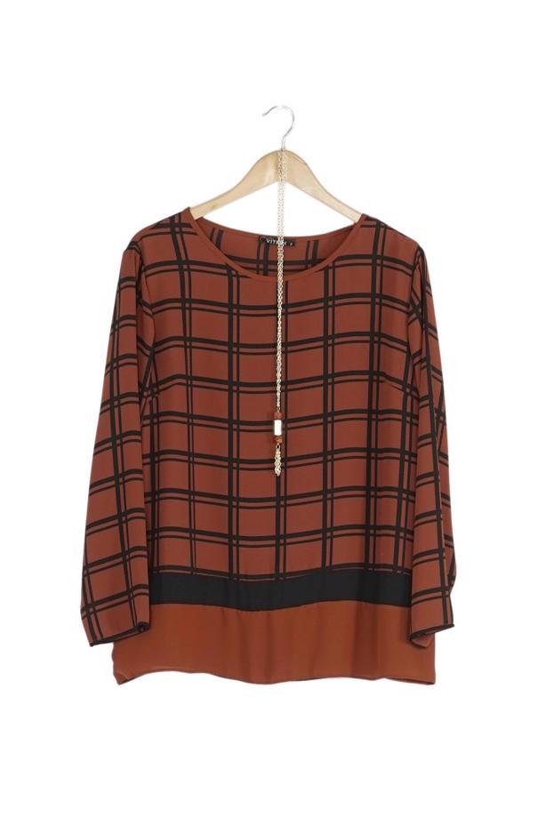 Vêtements hijab BRUN CHEMISIER À CARREAUX 5341  - TRENDTESETTÜR