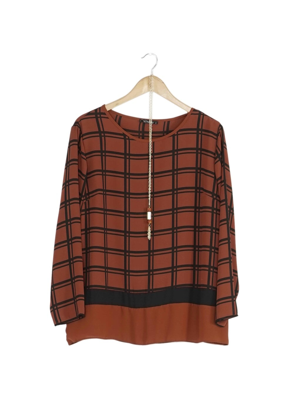 Vêtements hijab BRUN CHEMISIER À CARREAUX 5341 