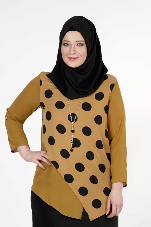 Vêtements hijab ORANGE CHEMISIER À POIS 5342  - TRENDTESETTÜR