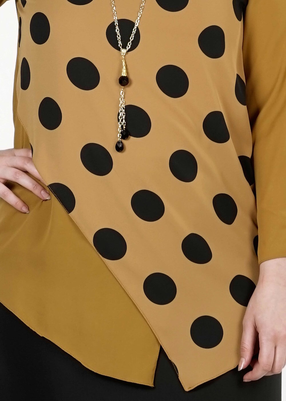 Hijab clothing ORANGE POLKADOT ASYMMETRIC CUT BLOUSE 5342 