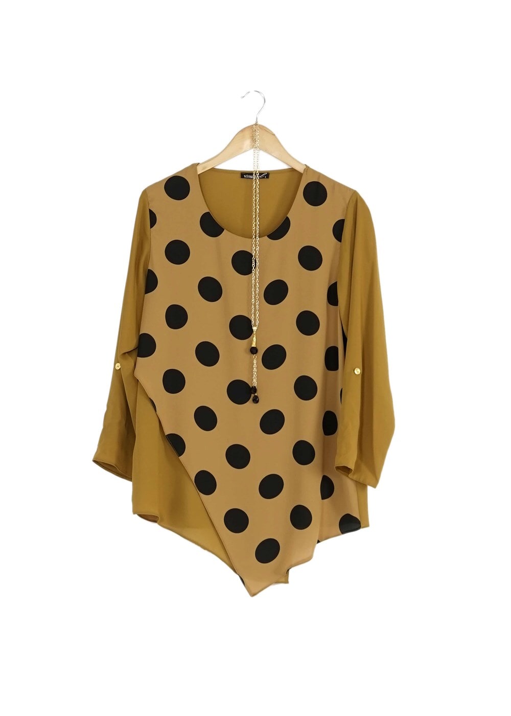 Hijab clothing ORANGE POLKADOT ASYMMETRIC CUT BLOUSE 5342 
