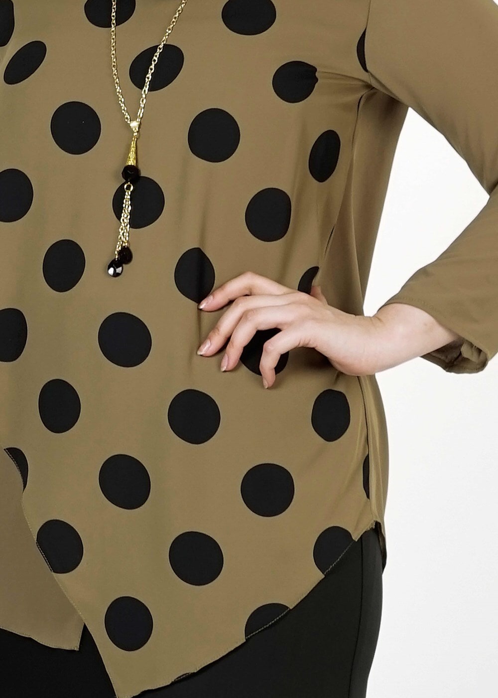 Vêtements hijab KAKI CHEMISIER À POIS 5342 