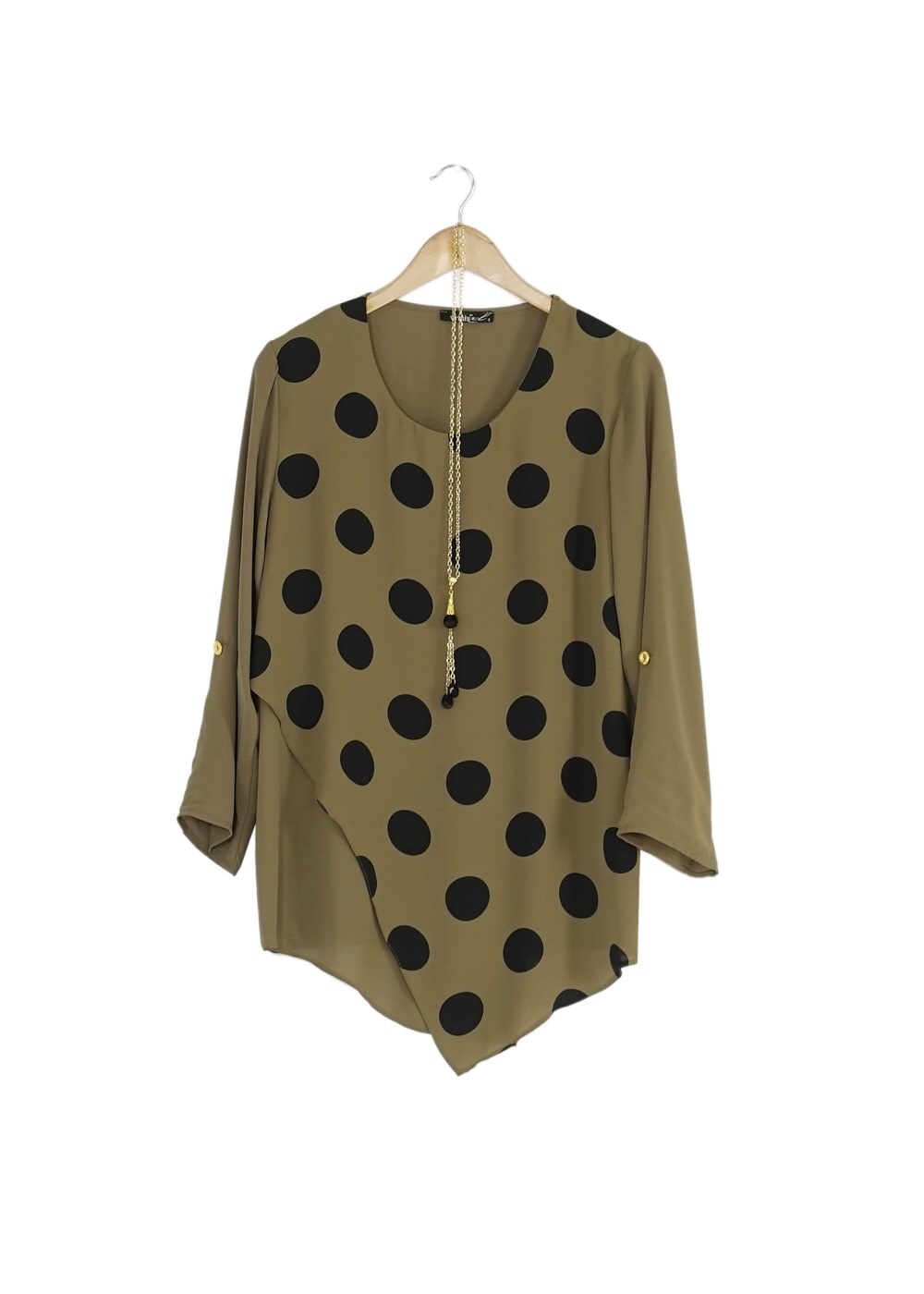 Vêtements hijab KAKI CHEMISIER À POIS 5342 