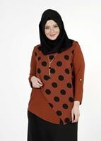 Hijab clothing BROWN POLKADOT ASYMMETRIC CUT BLOUSE 5342 
