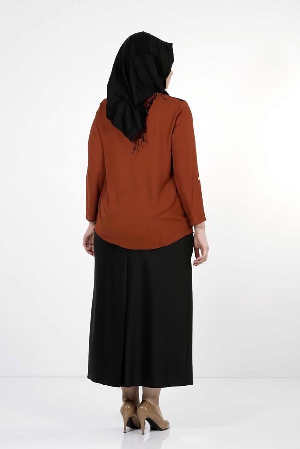 Vêtements hijab BRUN CHEMISIER À POIS 5342  - TRENDTESETTÜR