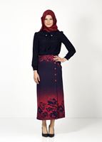 Tesettür giyim LACİVERT DÜĞMELİ DESENLİ ETEK 896 