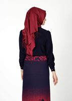 Tesettür giyim LACİVERT DÜĞMELİ DESENLİ ETEK 896 