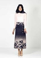 Tesettür giyim LACİVERT DÜĞMELİ DESENLİ ETEK 896 