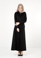 Tesettür giyim SİYAH DESENLİ PARDESÜ 7299 