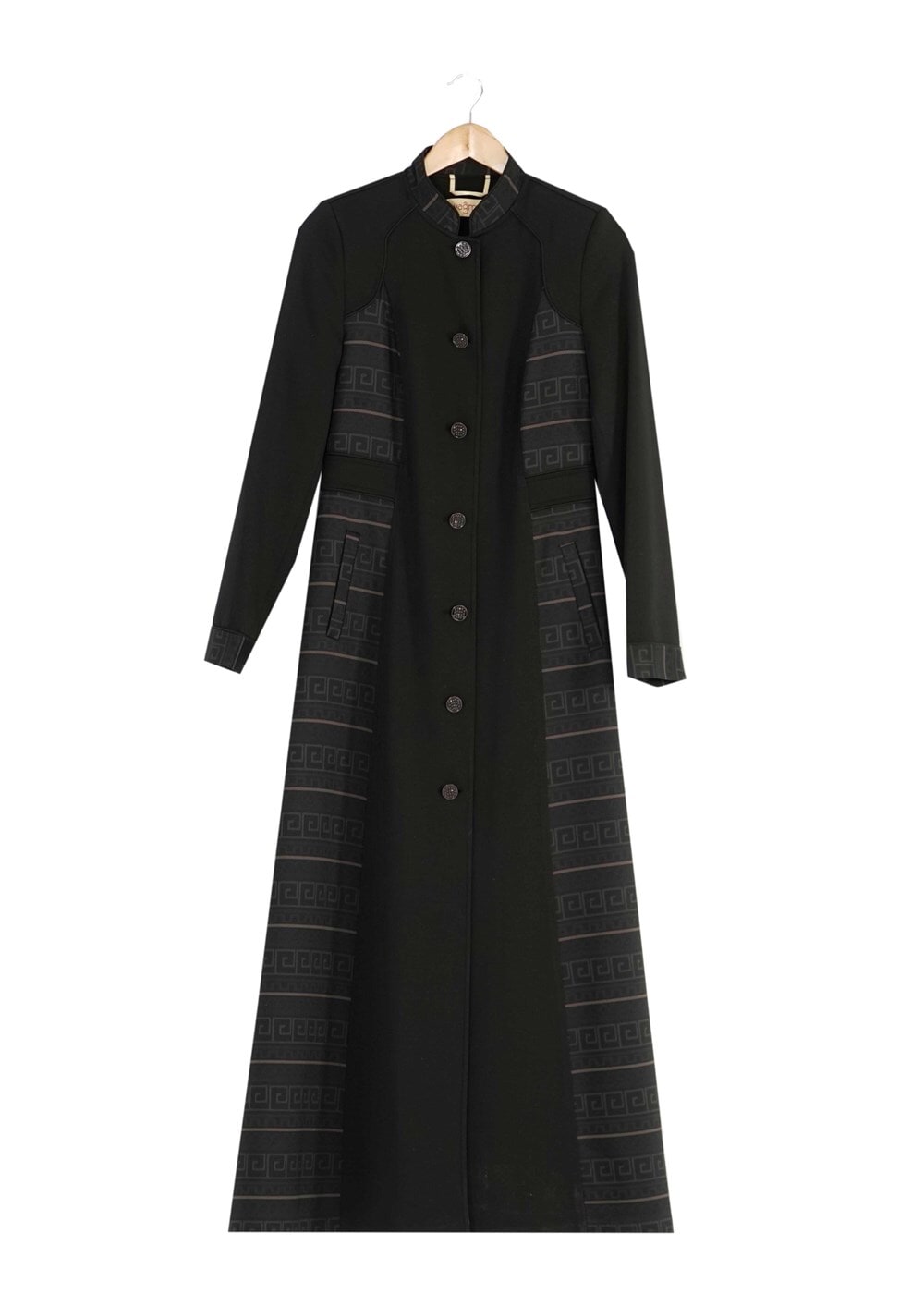 Tesettür giyim SİYAH DESENLİ PARDESÜ 7299 