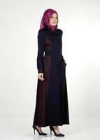 Tesettür giyim LACİVERT DESENLİ PARDESÜ 7299 