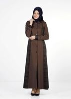 Tesettür giyim VİZON DESENLİ PARDESÜ 7299 