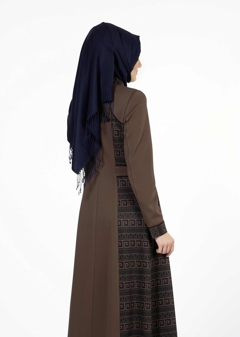 Tesettür giyim VİZON DESENLİ PARDESÜ 7299 