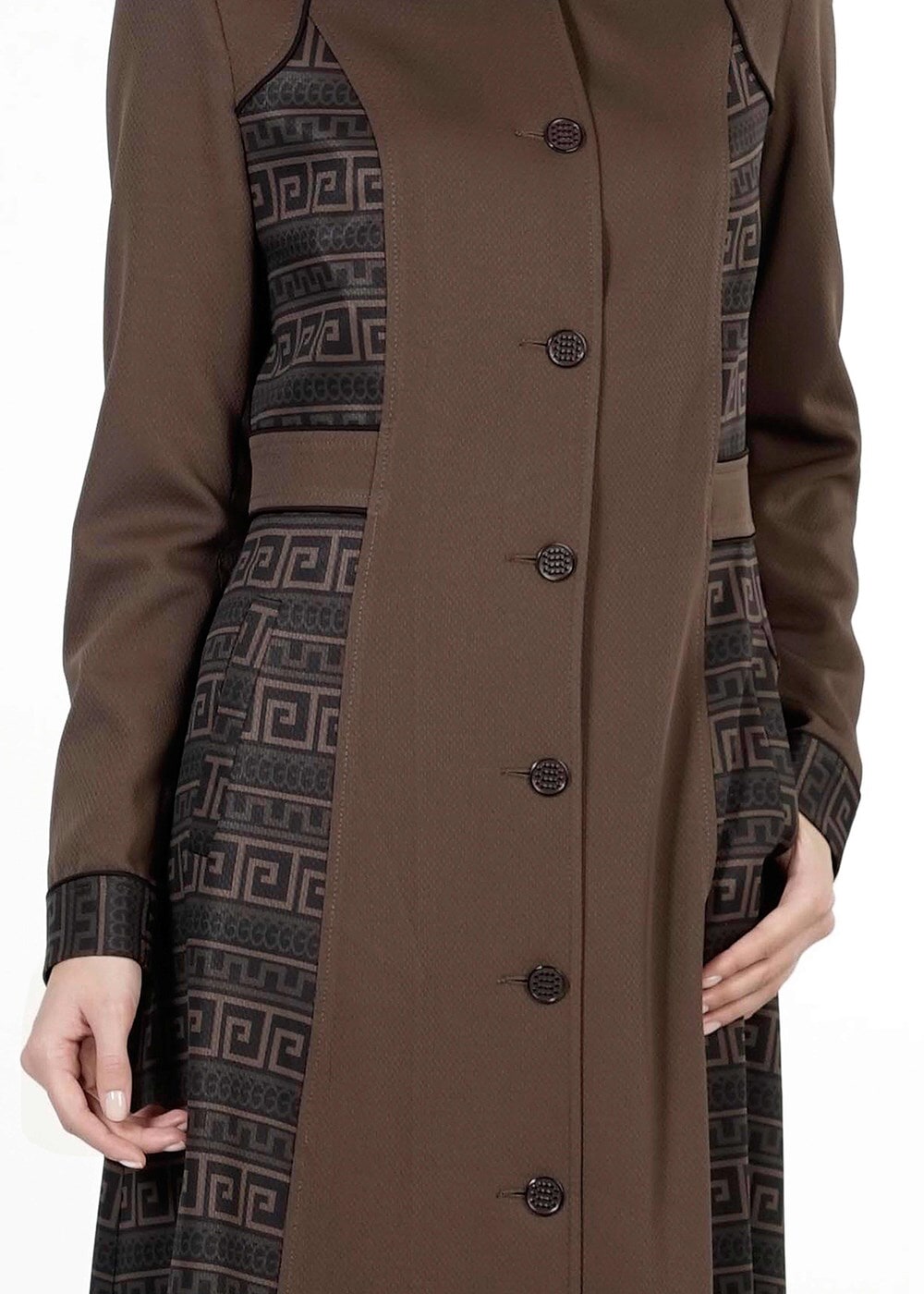 Tesettür giyim VİZON DESENLİ PARDESÜ 7299 