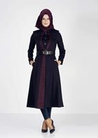 Tesettür giyim LACİVERT HAKİM YAKA DÜĞMELİ TRENÇKOT 7311