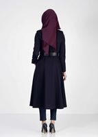 Tesettür giyim LACİVERT HAKİM YAKA DÜĞMELİ TRENÇKOT 7311
