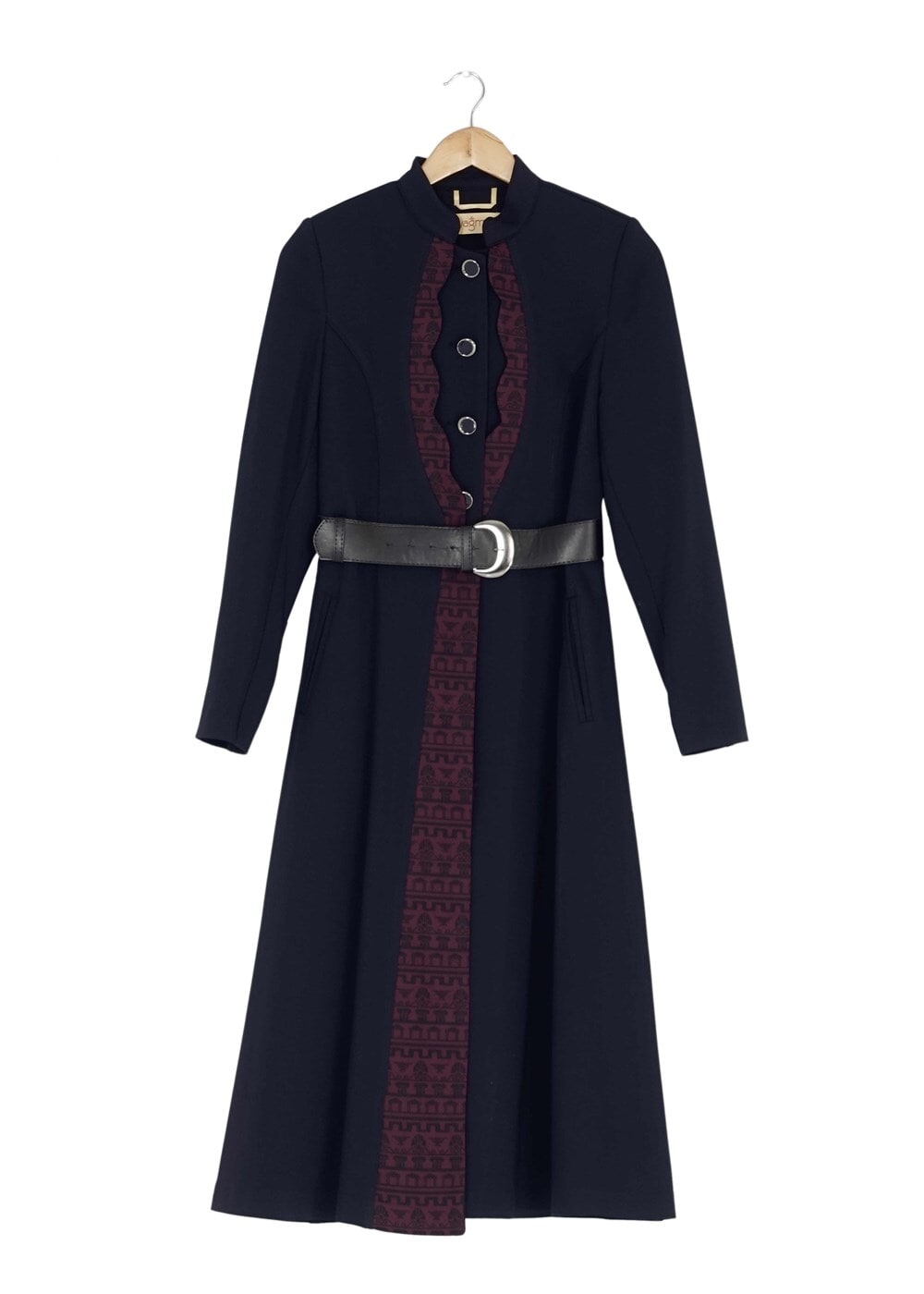 Tesettür giyim LACİVERT HAKİM YAKA DÜĞMELİ TRENÇKOT 7311