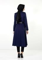 Tesettür giyim LACİVERT HAKİM YAKA DÜĞMELİ TRENÇKOT 7311