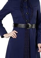 Tesettür giyim LACİVERT HAKİM YAKA DÜĞMELİ TRENÇKOT 7311