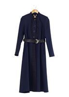 Tesettür giyim LACİVERT HAKİM YAKA DÜĞMELİ TRENÇKOT 7311