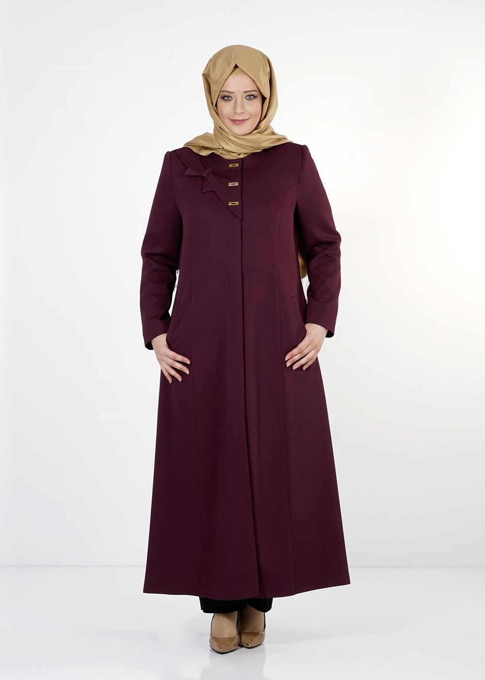 Hijab clothing PLUM HIDDEN BUTTONED TOPCOAT 7314