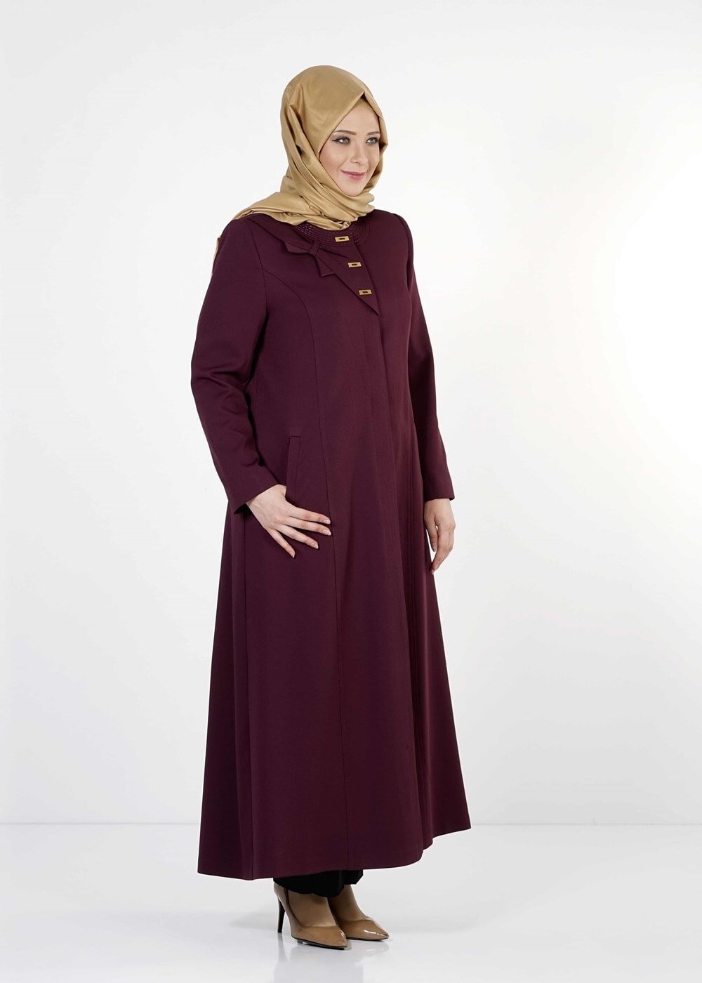 Hijab clothing PLUM HIDDEN BUTTONED TOPCOAT 7314