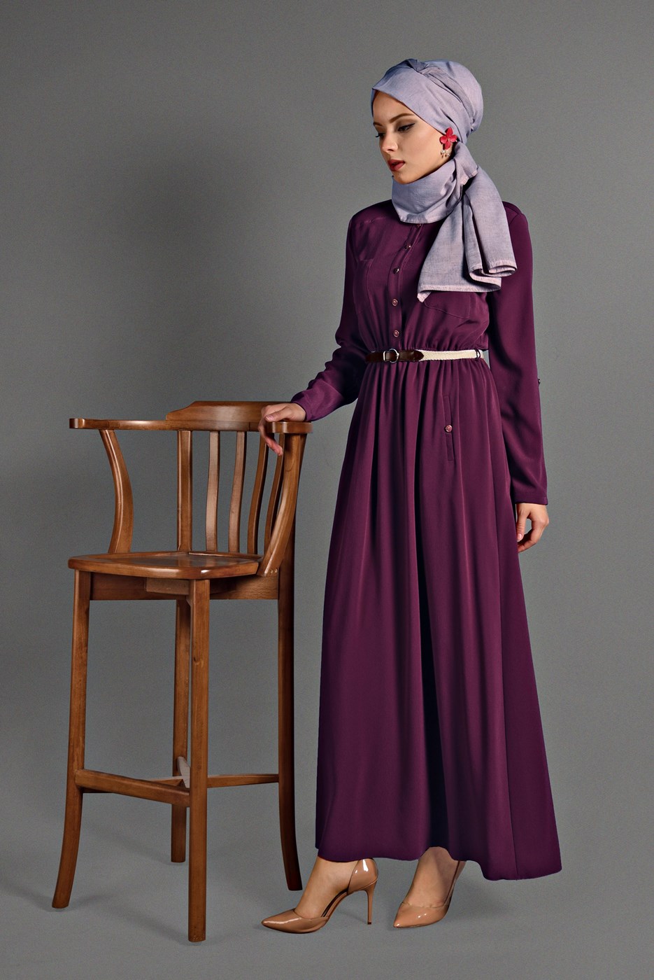 Tesettür giyim MOR 4119 ELBİSE