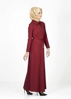 Tesettür giyim BORDO 4128 ELBİSE
