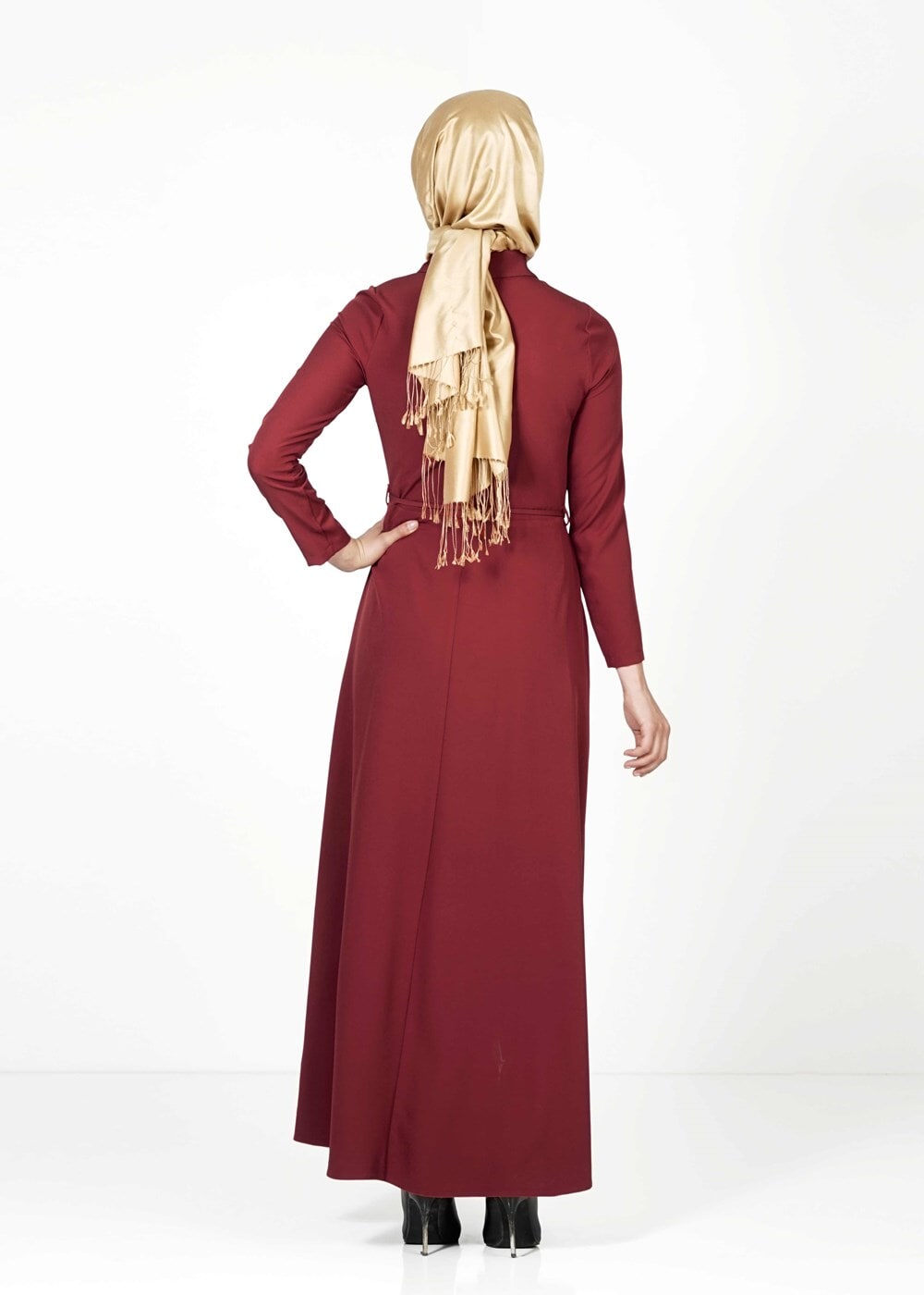 Tesettür giyim BORDO 4128 ELBİSE