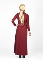 Tesettür giyim BORDO 4128 ELBİSE